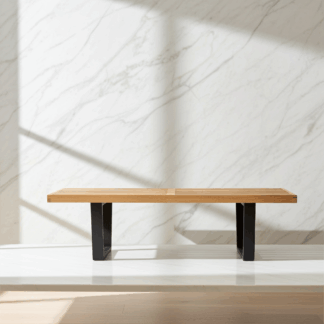 Ławka z litego dębu mid century