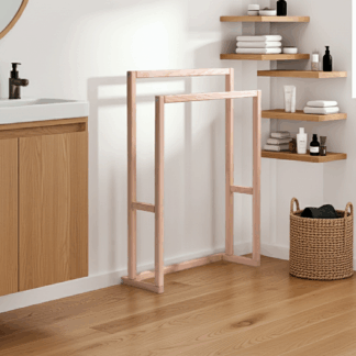 Wolnostojący wieszak na ręczniki z litego dębu różne szerokości ręcznie wykonany