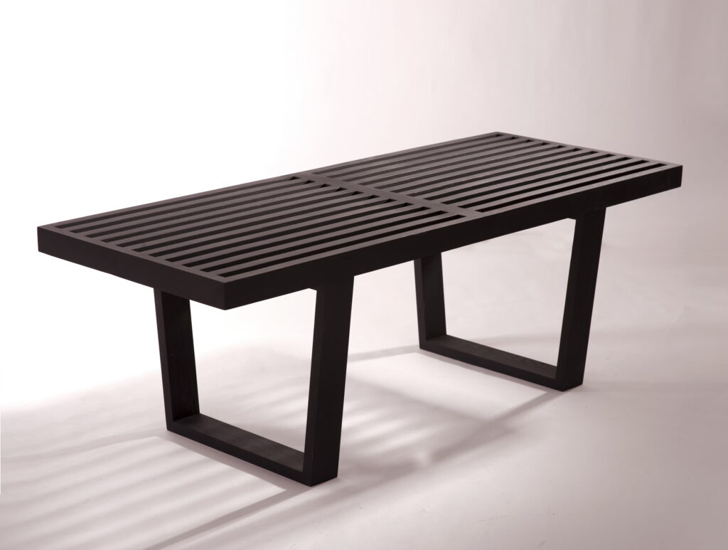 czarna ława mid-century 122cm długa