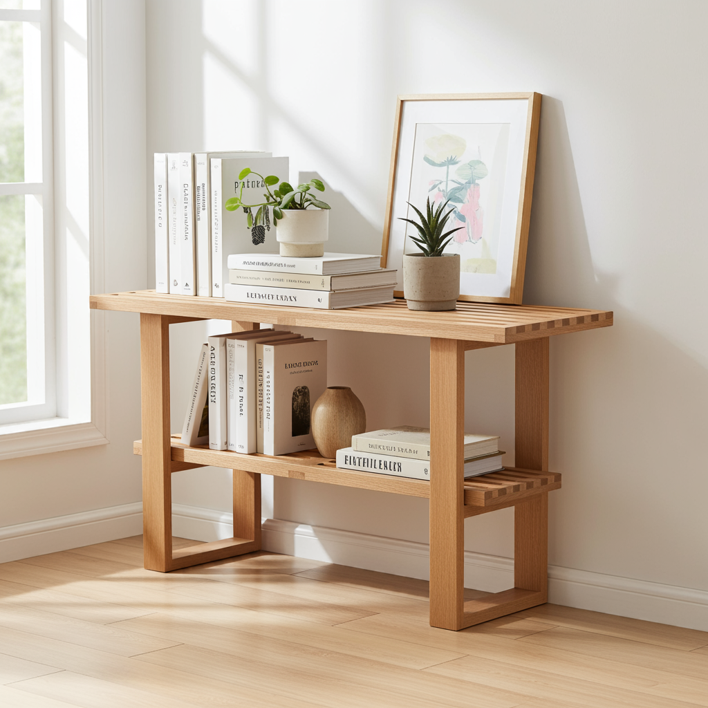 bench slatted top Japandi 7